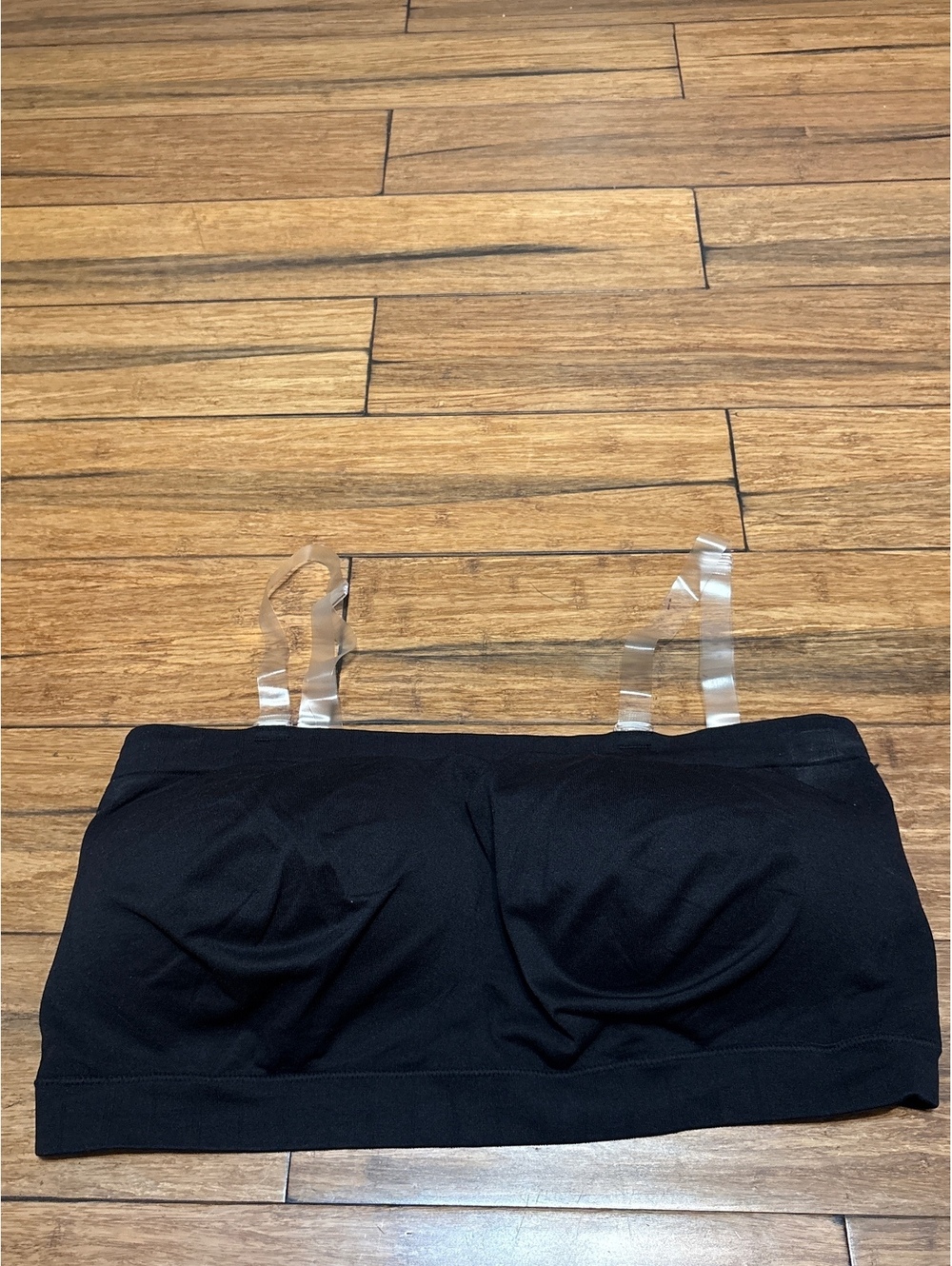 Truekind Women's Black Bandeau Bra Convertible with Clear Straps Size 4XL